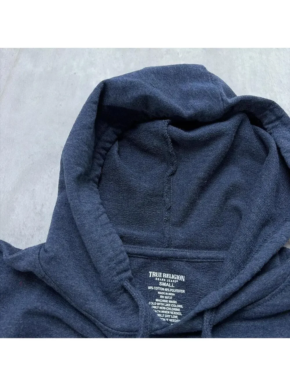 Y2K Navy True Religion Buddha Grunge Skater Hoodie